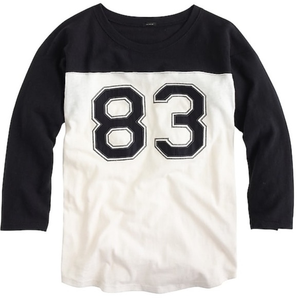 J Crew Football Navy White 83 three quarter sleeve top size  XL - Picture 3 of 14